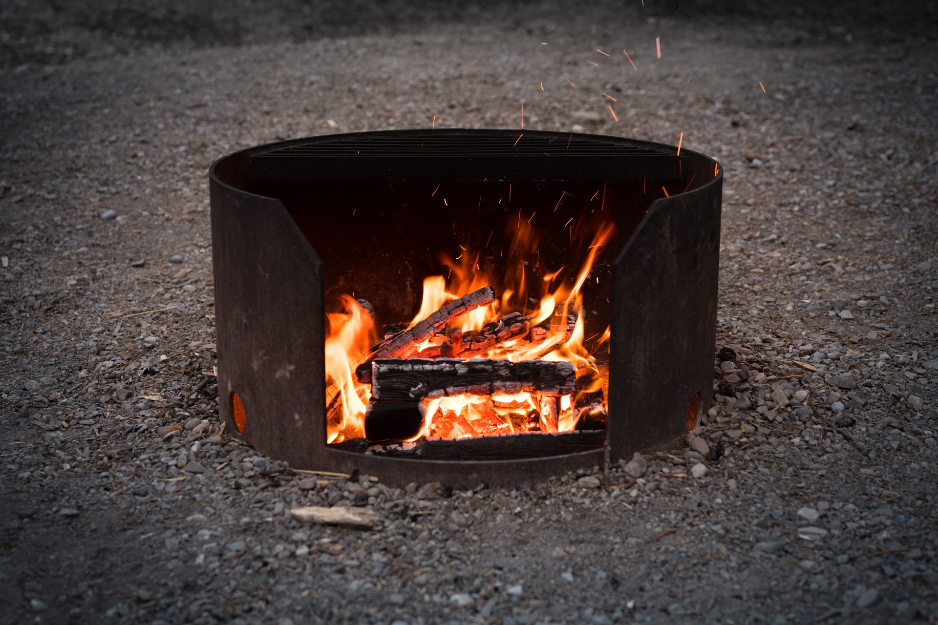 Campfire Pit Orange Flames and Sparks